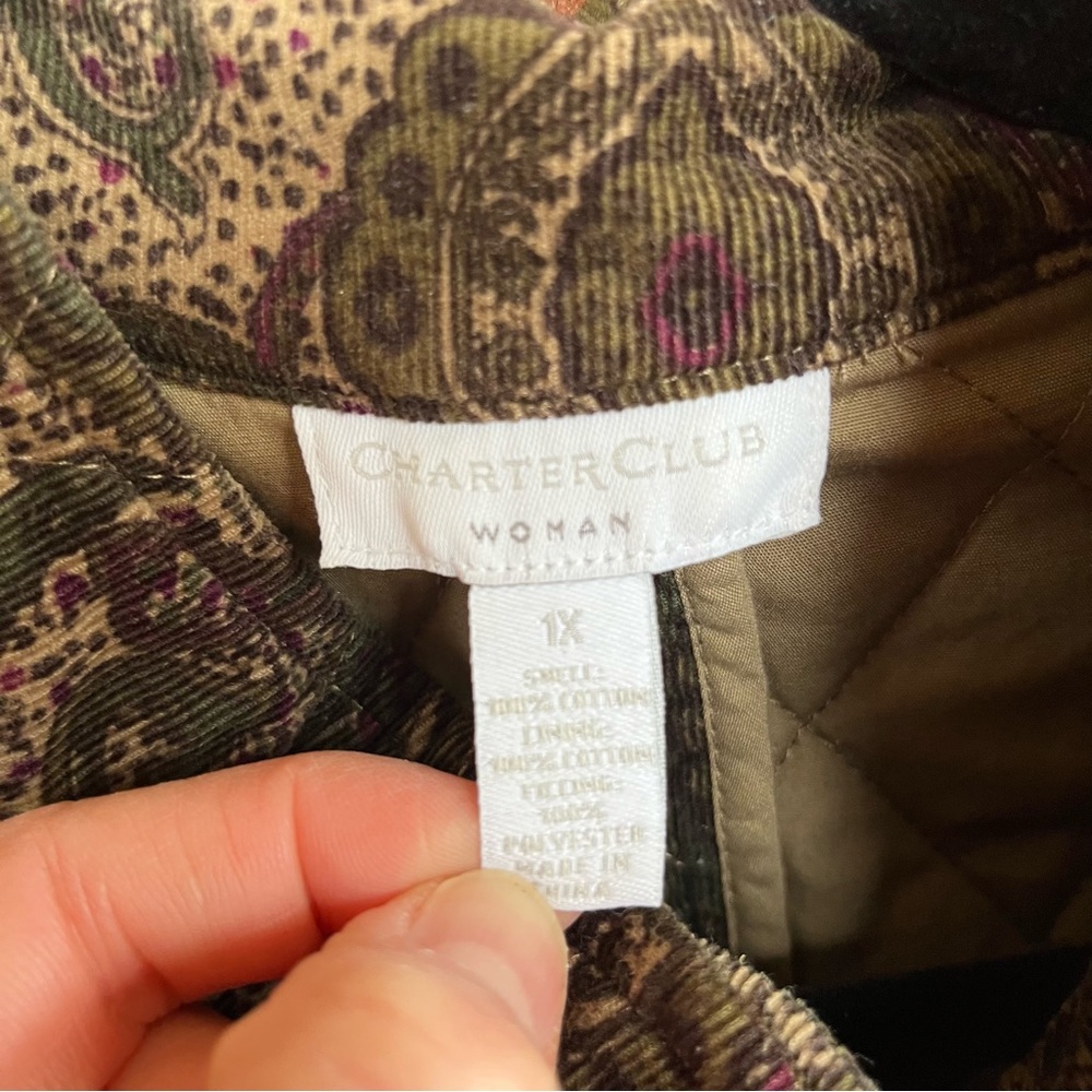 Patterned quilted jacket. 1X - Picture 9 of 11